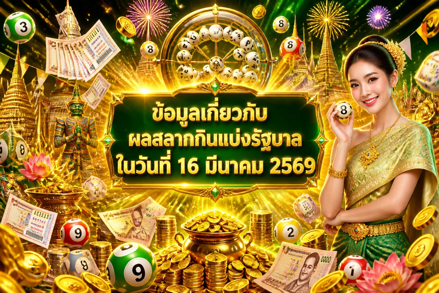 ภาพประกอบหัวข้อ ข้อมูลเกี่ยวกับผลสลากกินแบ่งรัฐบาลในวันที่ 16 มีนาคม 2569